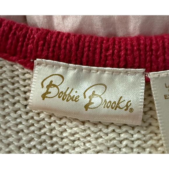 Vintage Bobbie Brooks Christmas Poinsettia Vest XL 16/18 Ramie Cotton Y2K 90s - Picture 2 of 12